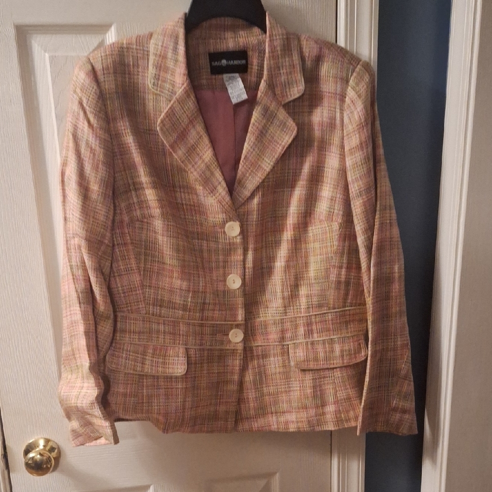 Sag Harbor Multicolor Plaid Blazer